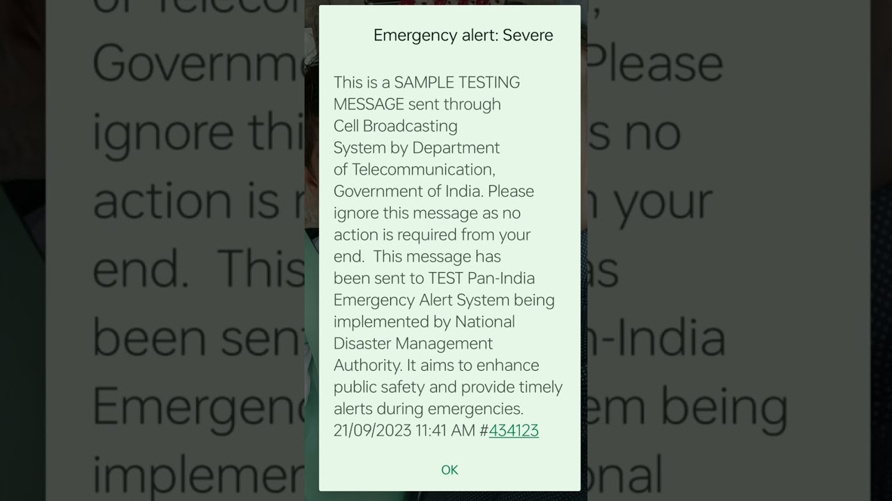 Sample Testing Message through Cell Braodcasting System By Department Of Teleco. Gov Of India