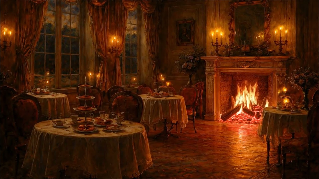 *NO ADS* Regency Tea Room | Crackling Fire Ambience