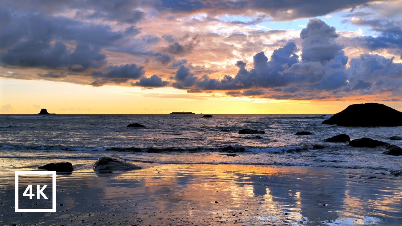 4K Ruby Beach Sunset | Olympic National Park | Crashing Waves for Sleep & Study | Nature Sounds