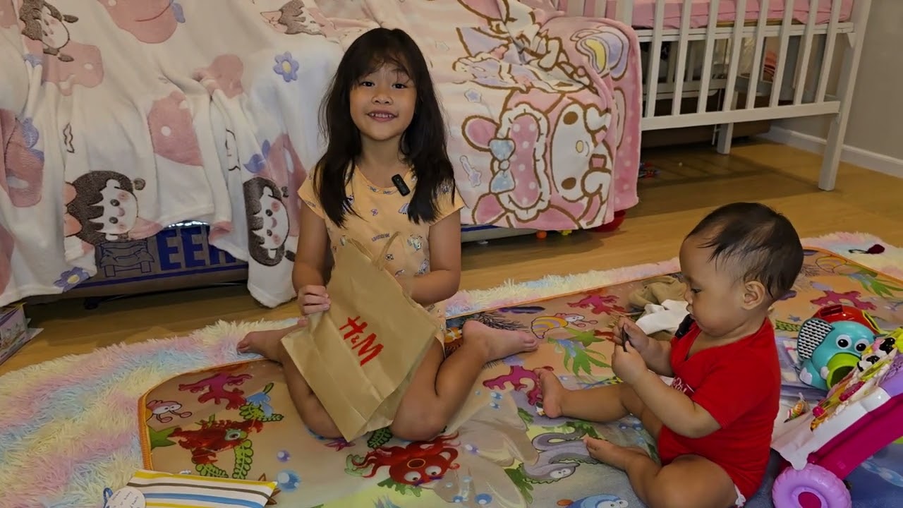 Opening their gifts. 