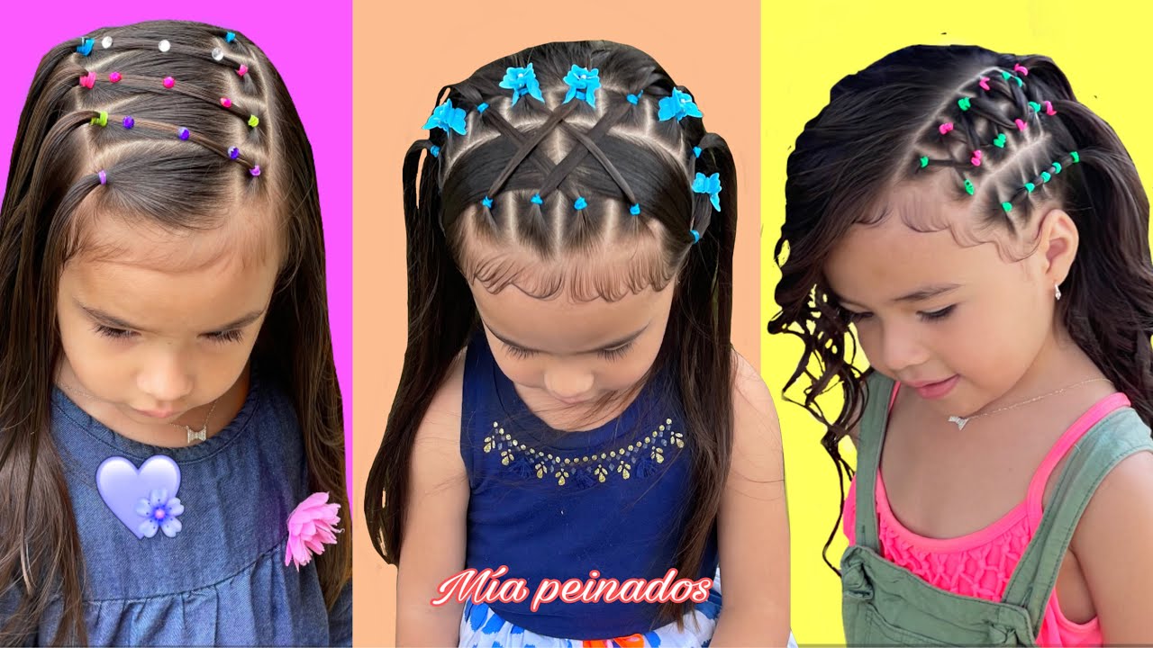 3 PEINADOS PARA NIÑAS CON PELO SUELTO IDEALES PARA LA ESCUELA💕/peinados con pelo largo y corto