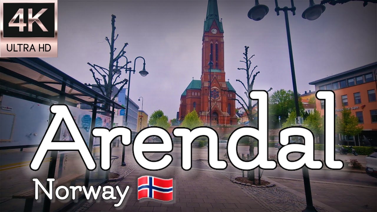 Let's virtually walk around amazing Arendal city center in 4K!