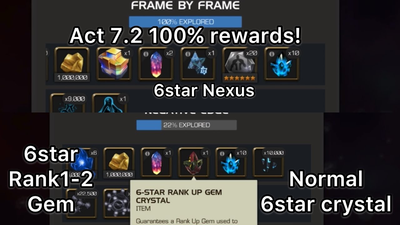 Act 7.2 100% Rewards! 6 Star Nexus and 6 Star Rank 1 - 2 Gem! Starts out good with a tragic ending..