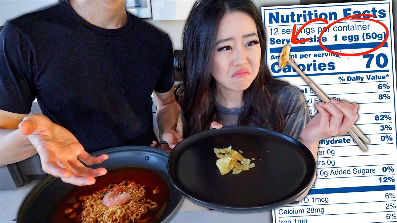 Mukbanger Only Eating Recommended Serving Sizes for 24 hours! *TINY IMPOSSIBLE PORTIONS