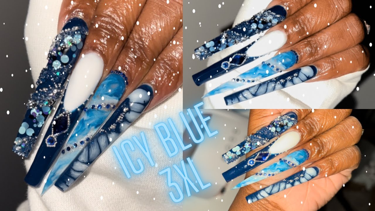 CHIT CHAT: 3XL ICY BLUE NAILS 🥶 | Christmas/Winter Nails