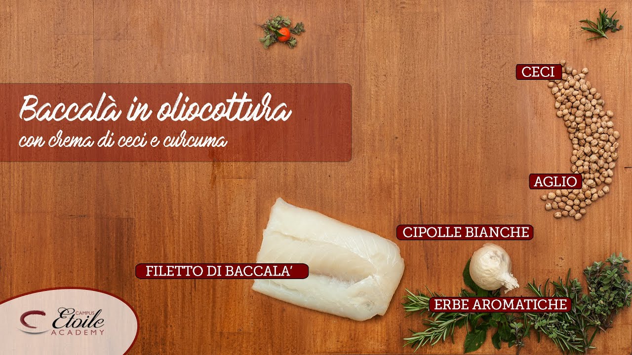 Baccalà in Oliocottura con crema di Ceci e Curcuma