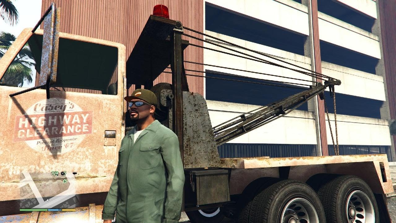 Grand Theft Auto V Franklin. As a tow truck driver.