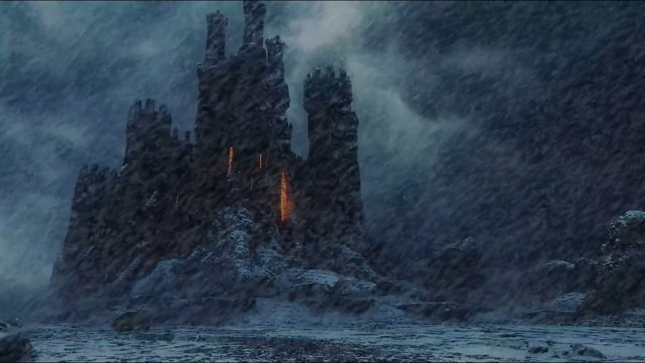 Solitary Winter | A Lonely Castle in Snow and Cold Wind Ambience for Deep Winter Calm