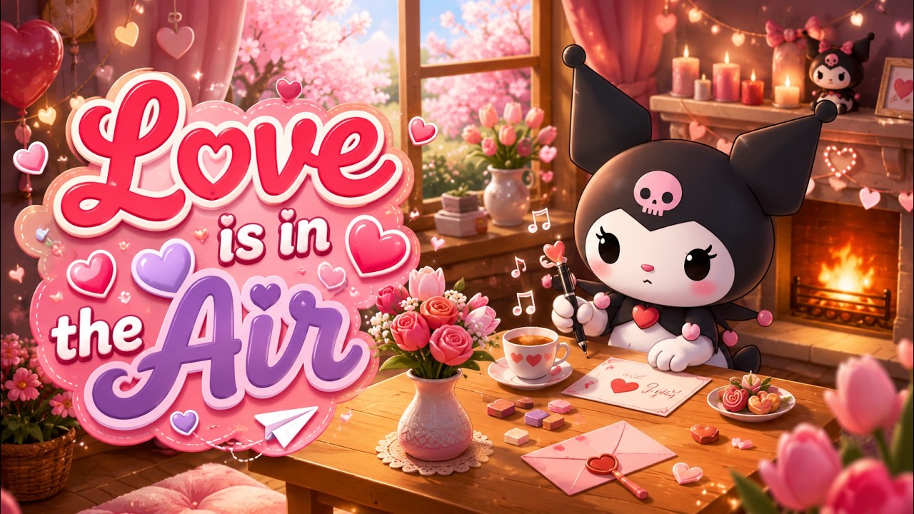 Kuromi Cozy Valentine Room | Fireplace Ambience & Relaxing Kawaii Music
