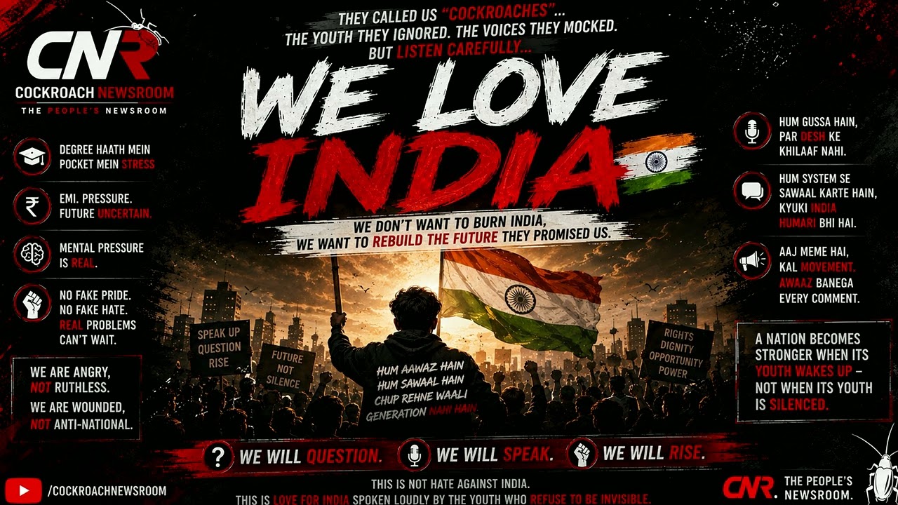 🪳 WE LOVE INDIA 🇮🇳 | Viral Youth Anthem | CNR Protest Song | Wake Up India | Gen-Z Movement