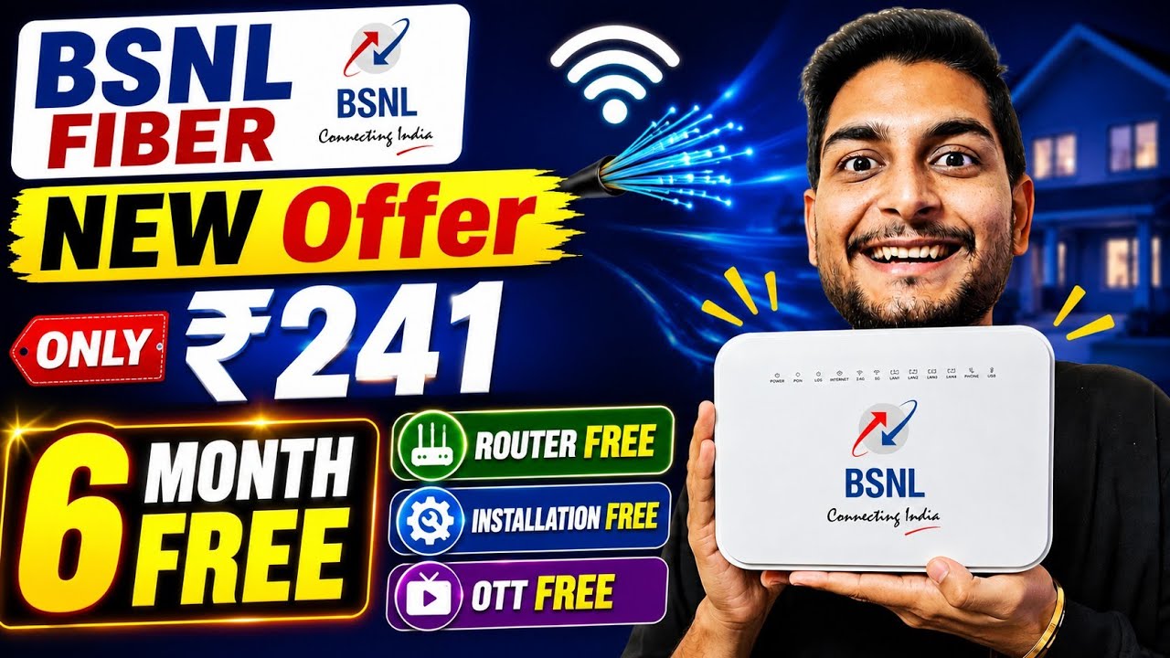 Bsnl Fiber New Offer ₹241 With 6 Month Free | Free installation | Free router | 700 GB