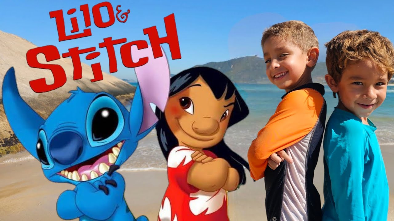Lilo e Stitch vão na praia com Rafael e Benjamin