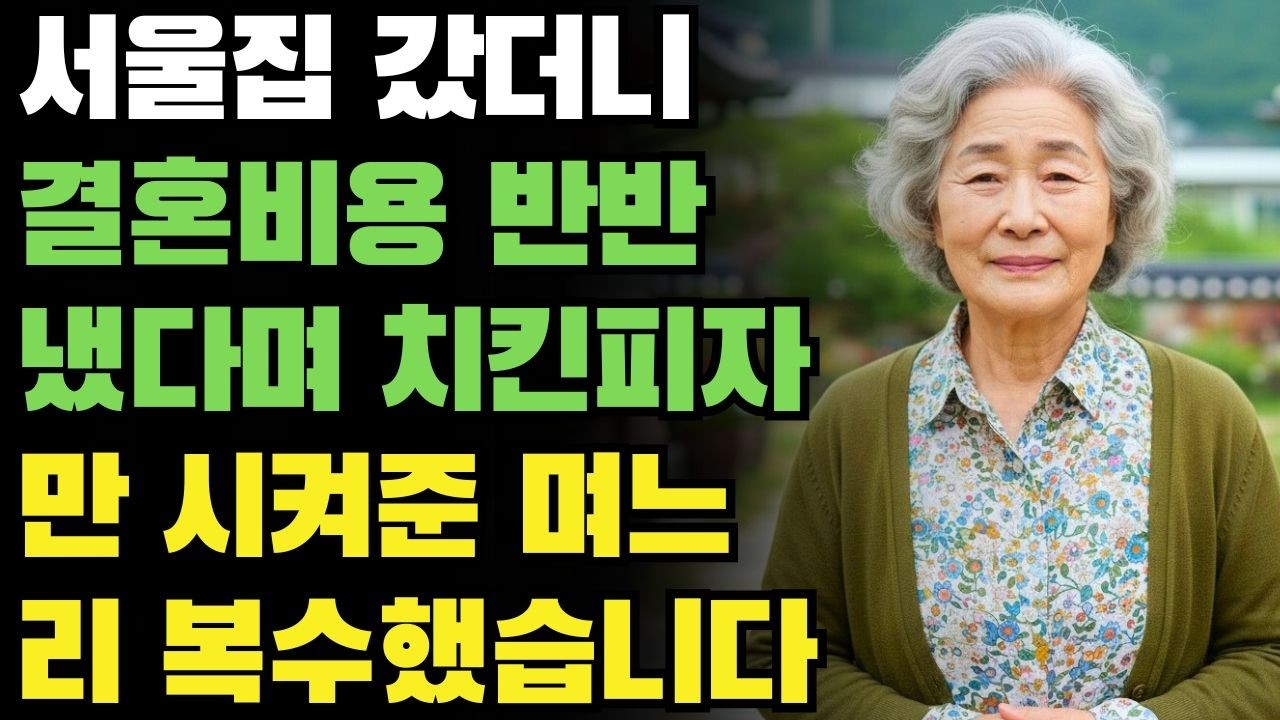 ''아드님한테 해달라고 하세요'' 2시간반 걸려 서울집 갔더니 결혼비용 반반냈다며 시어머니에게 치킨피자만 시켜주는 며느리에게 완벽한 복수한 64세 어머니의 사연