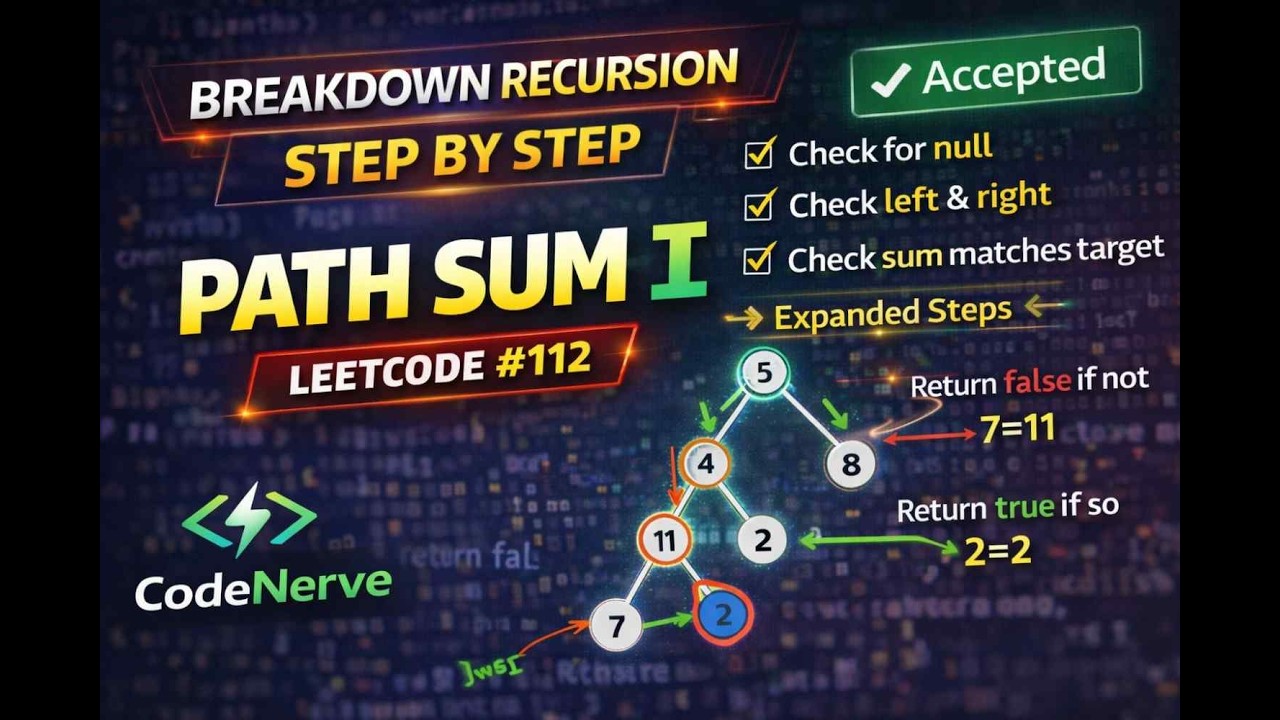 Path Sum Explained in 7 Minutes| LeetCode 112 | Binary Tree DFS Explained | Step-by-Step Dry Run