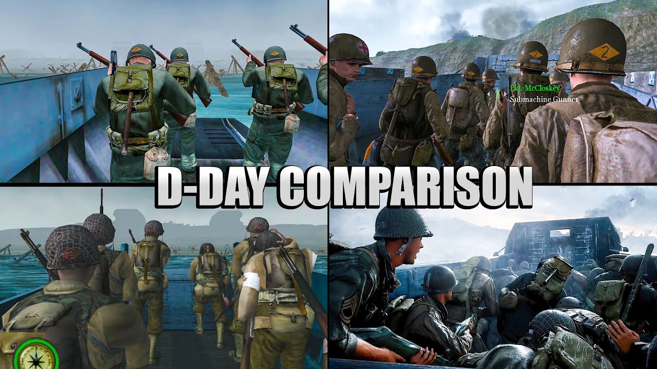 D-DAY MISSION GAMEPLAY COMPARISON【4Kᵁᴴᴰ 60ᶠᵖˢ】MEDAL OF HONOR vs CALL OF DUTY 2 vs CALL OF DUTY WWII