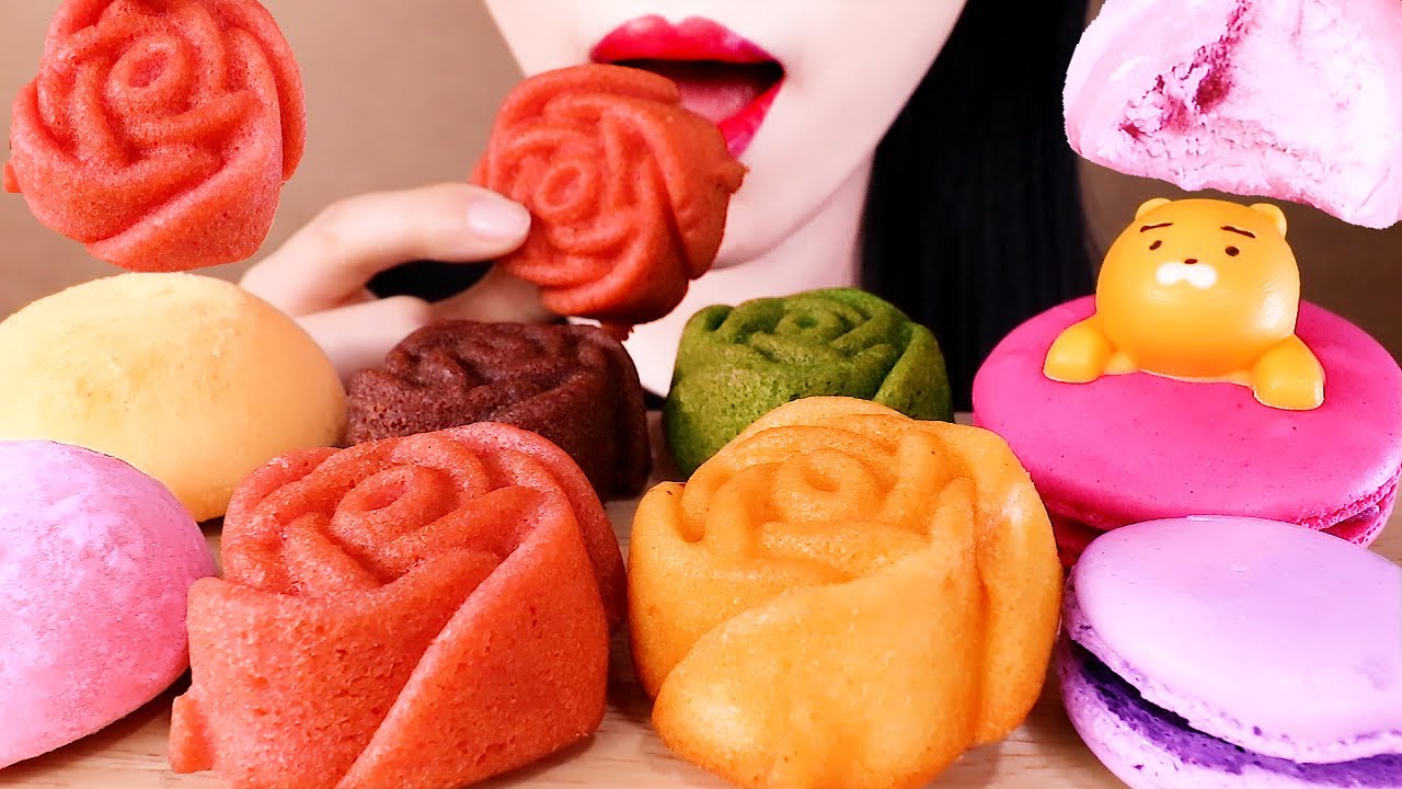 ASMR RICE CAKE ICE CREAM, FLOWER FINANCIER, MACARON eating sounds MUKBANG찹쌀떡 아이스크림, 휘낭시에, 마카롱 디저트 먹방