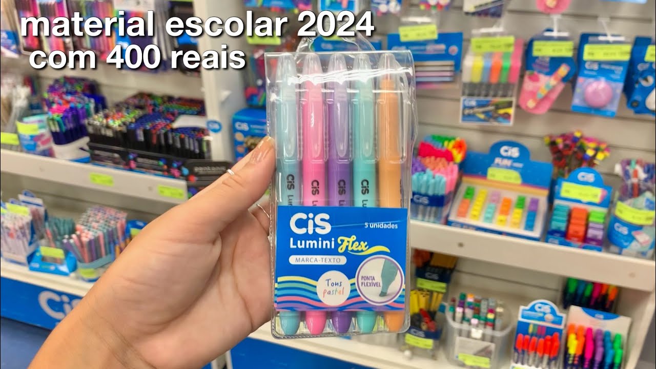 comprando material escolar com 400 reais | volta às aulas 2024 ✨