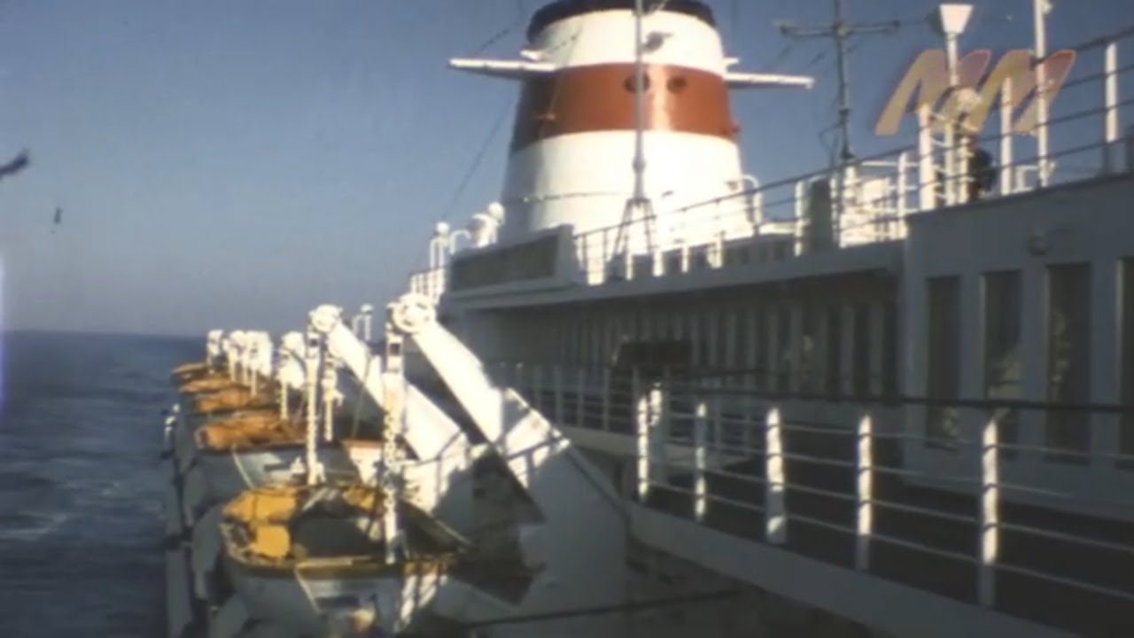 Cruise Ship Alexander Pushkin 1970s old cine film 099