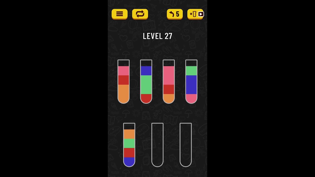 Water Sort Puzzle. Level 27. HD Quality
