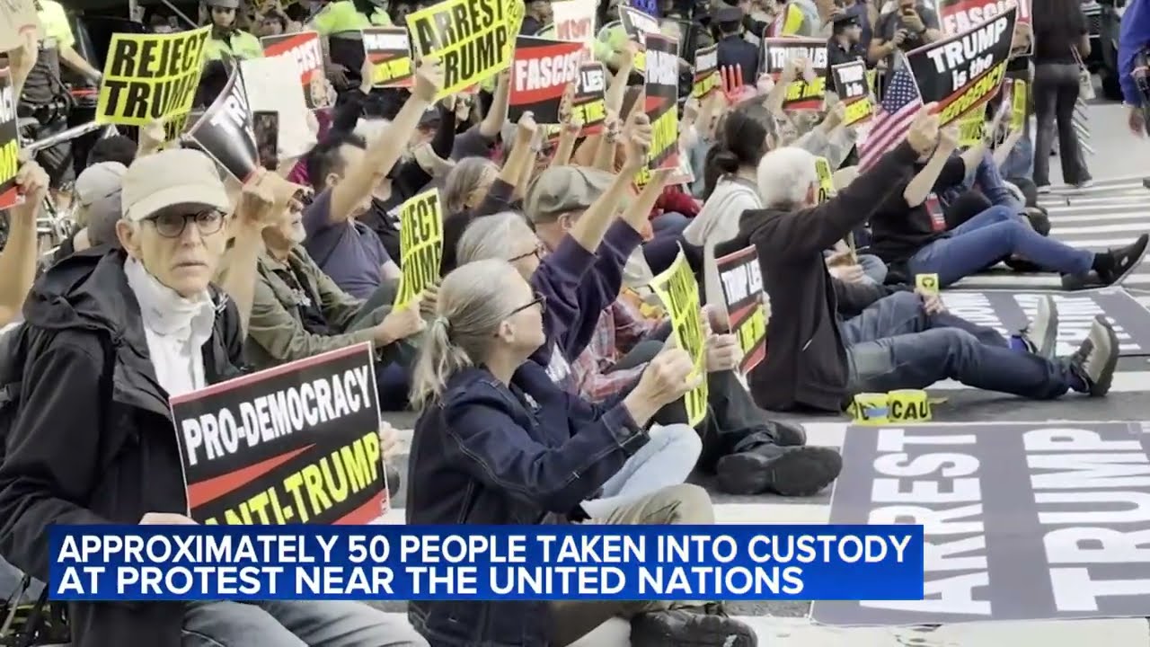 About 50 people taken into custody at protest near the UN