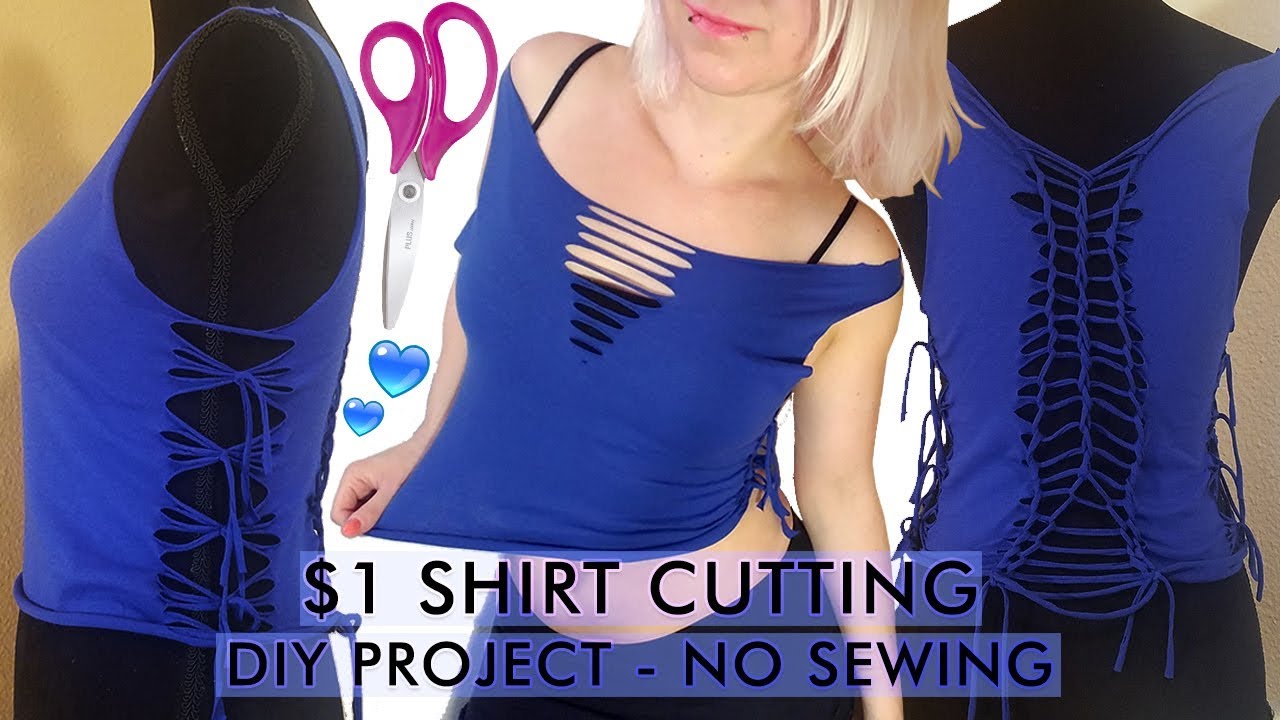 💙 How to CUT ✂️ your T-SHIRT Cute $1 DIY Tutorial