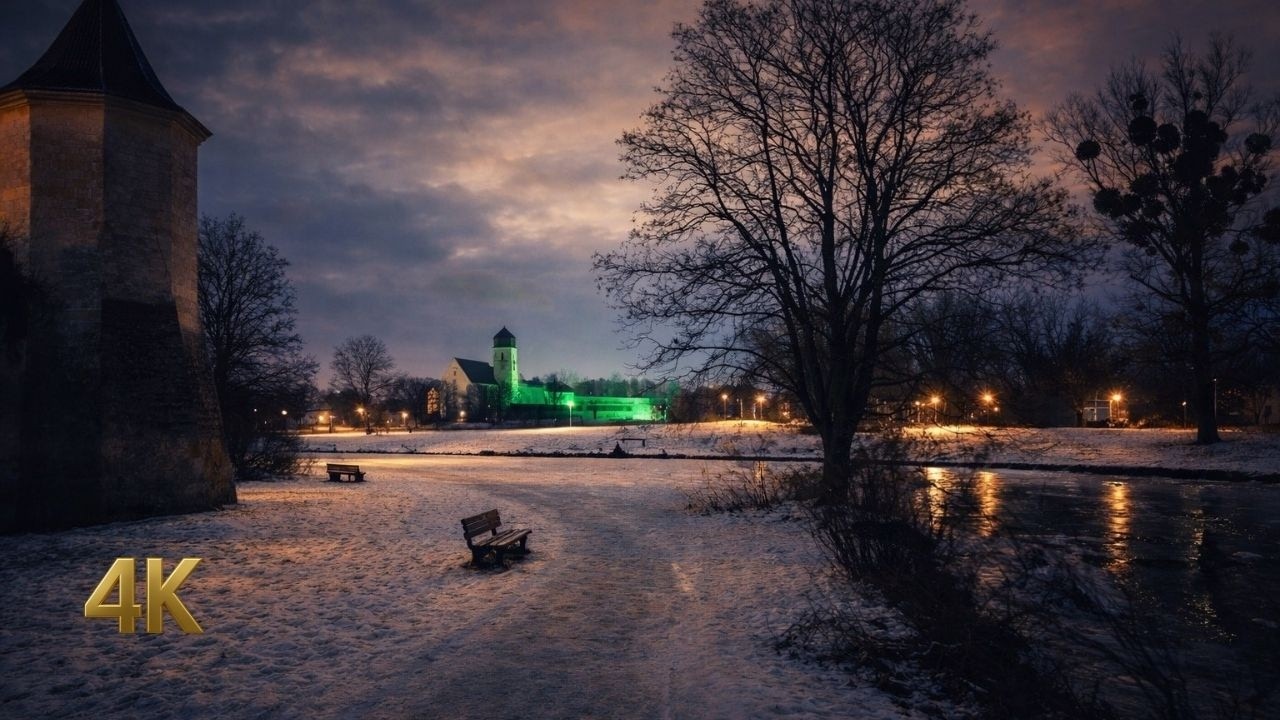 Munich Winter Night Walk - Pasing to Blutenburg Castle | 4K
