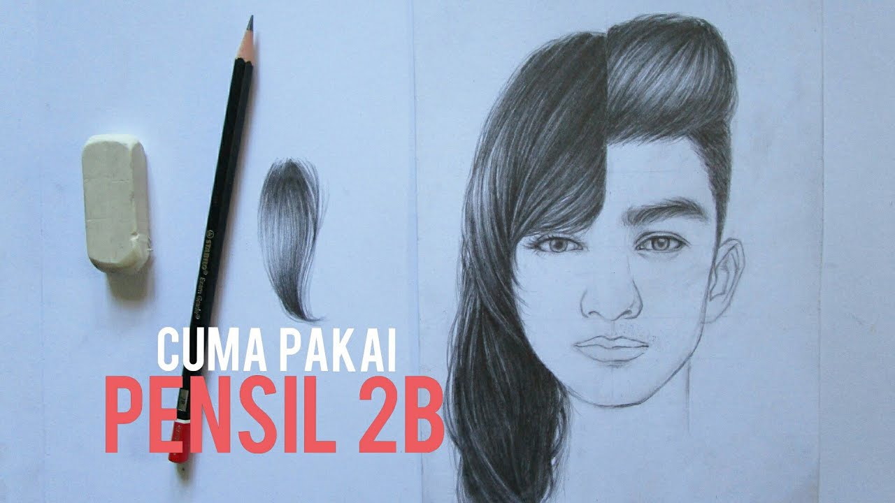 Cara Menggambar dan Mengarsir Rambut Pakai Pensil 2B Untuk Pemula - How to Draw Hair