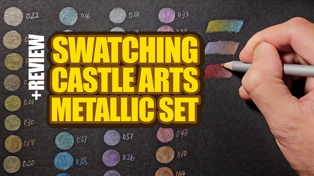 Swatching Castle Arts 48-Piece Metallic Colored Pencil Set