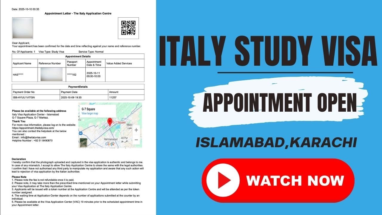 Italy Visa Appointment Open 🇮🇹 | Latest Update on Italy BLS Appointment from Pakistan