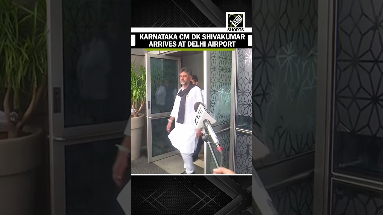 Karnataka CM Dk Shivakumar arrives at the Delhi Airport