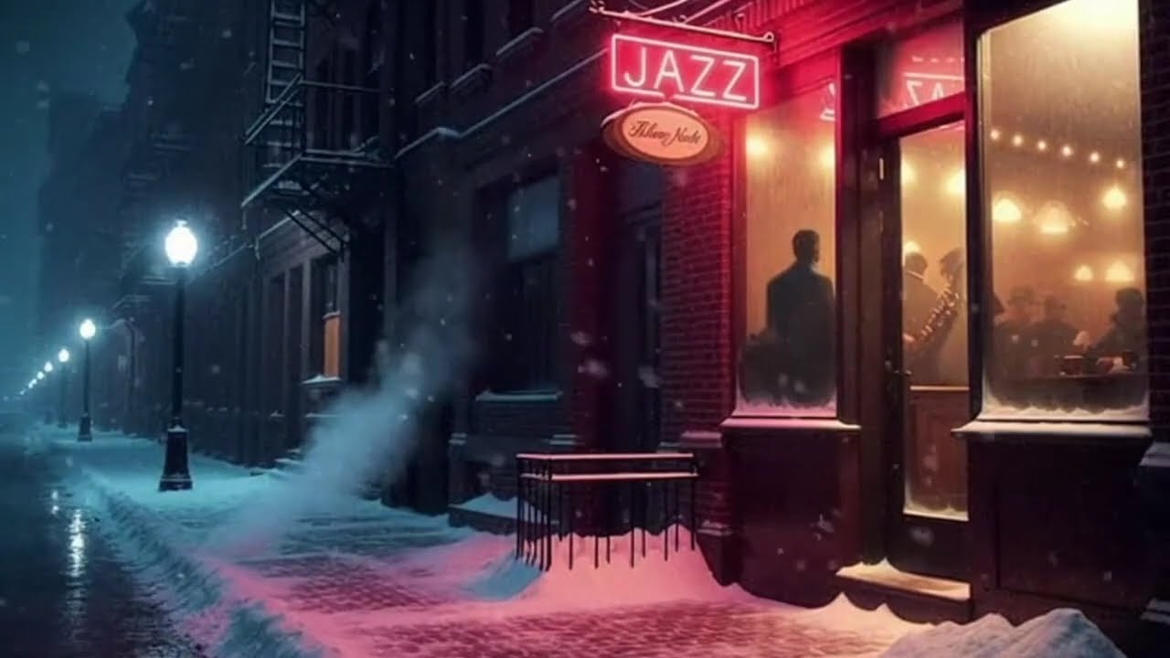 Cozy New York Jazz Bar 🎷 Winter Night City Ambience