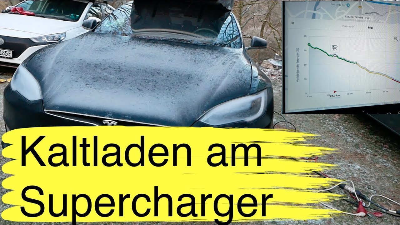 Wie schnell lädt ein kaltes Tesla Model S75 mit Reichweitenmodus und kaltem Akku am Supercharger?
