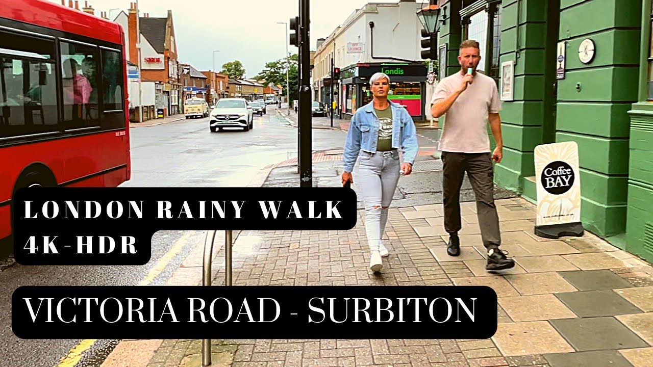 Rainy summer walk on Victoria road, Surbiton.