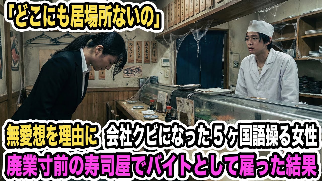廃業寸前の寿司屋の面接に無愛想を理由に会社クビになった5ヶ国語操る女性が来店。「どこにも居場所ないの」バイトとして雇った結果【感動する話】