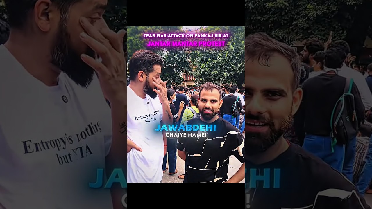 Tear gas attack on pankaj sir 😱 #jantarmantar #delhiprotest #trending #shorts