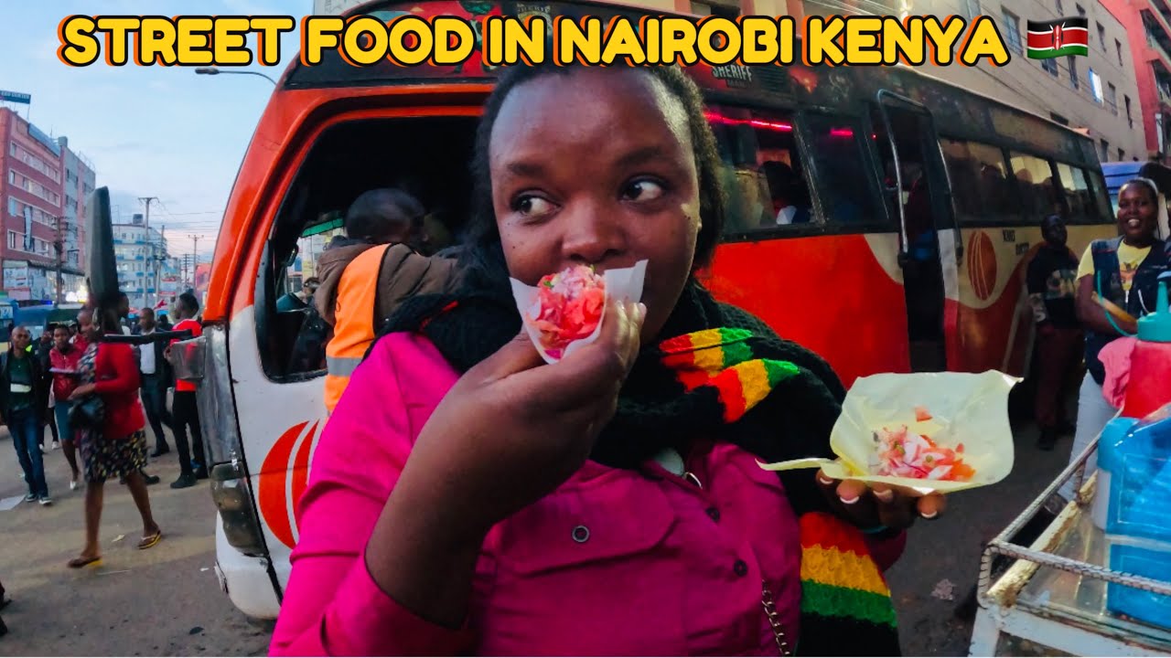 RWANDAN GIRL’S FIRST IMPRESSION OF STREET FOOD IN NAIROBI KENYA.