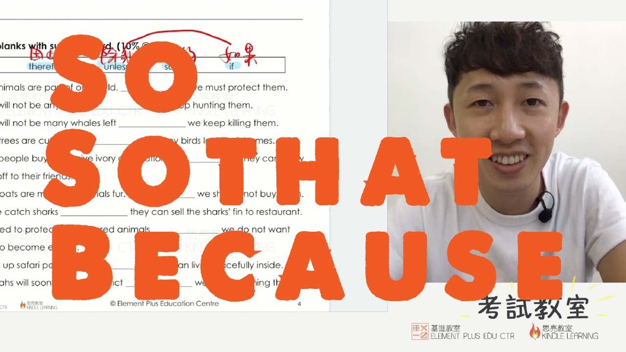 小五小六呈分試教室：呈分試英文必考內容：So // So that // Because 輕鬆掌握考好英文技巧