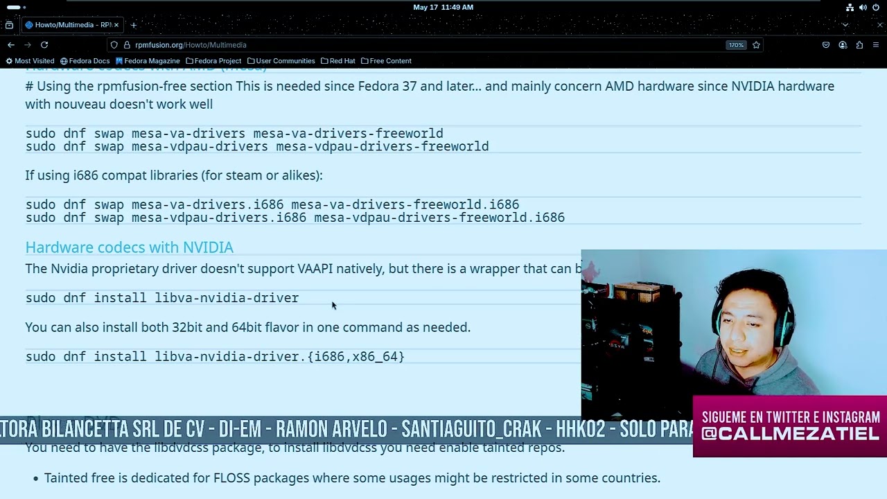 Solucion Drivers Y Codecs Via Documentacion Oficial En Fedora 42