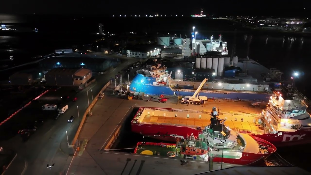 Dales Marine Dock - Aberdeen Harbour - Night Footage