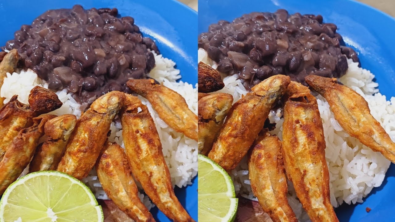 ALMOÇO DE HOJE PIABINHA FRITA COM PIMENTA LIMÃO