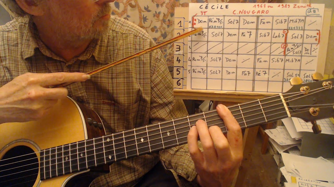 CECILE MA FILLE ( LIVE)  DE C. NOUGARO  //  ACCORDS GUITARE / QSQS2 /CH 18       .DIFFICULTE  : 3/4