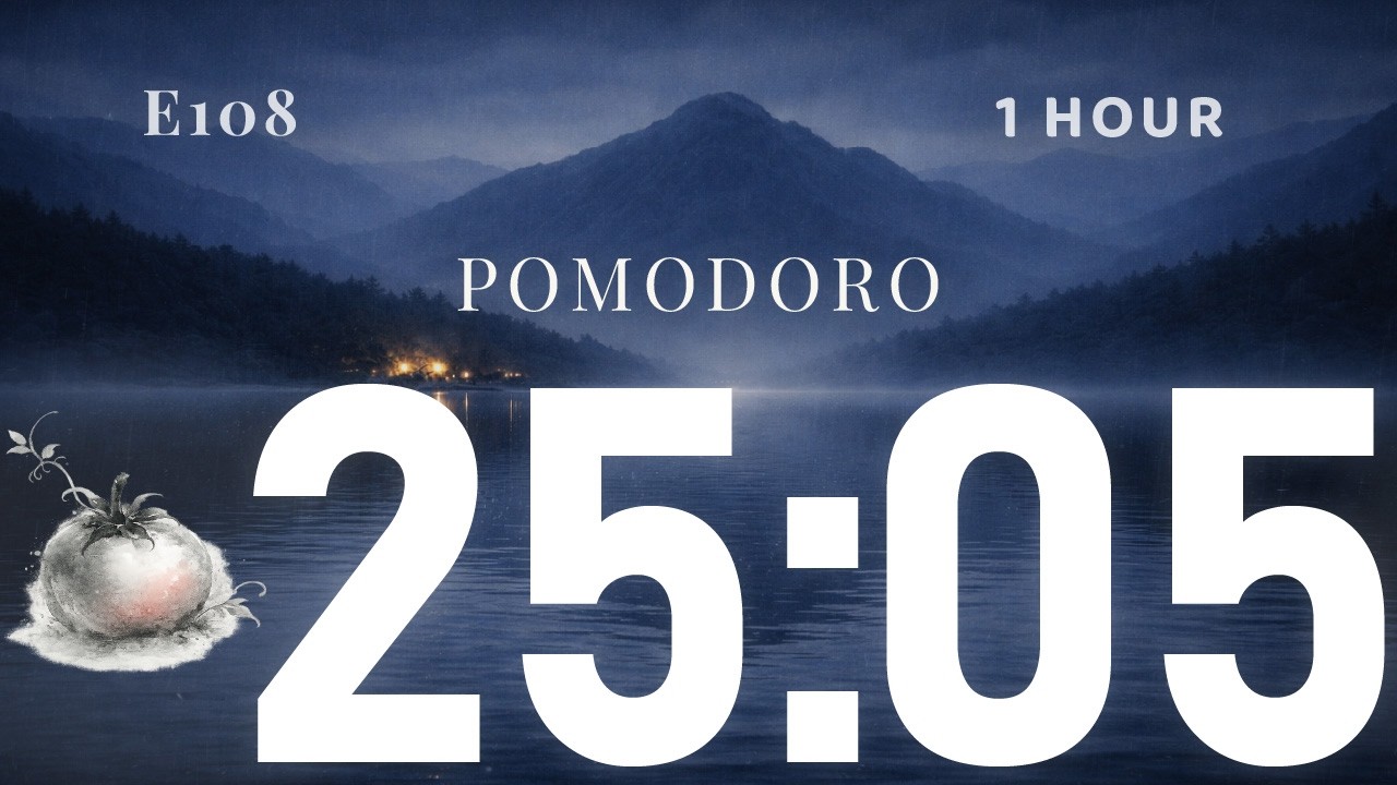 Rainy Night Guqin Pomodoro 25:5 (1 Hour) | Deep Focus Study Timer | Rain Sounds | No Talking