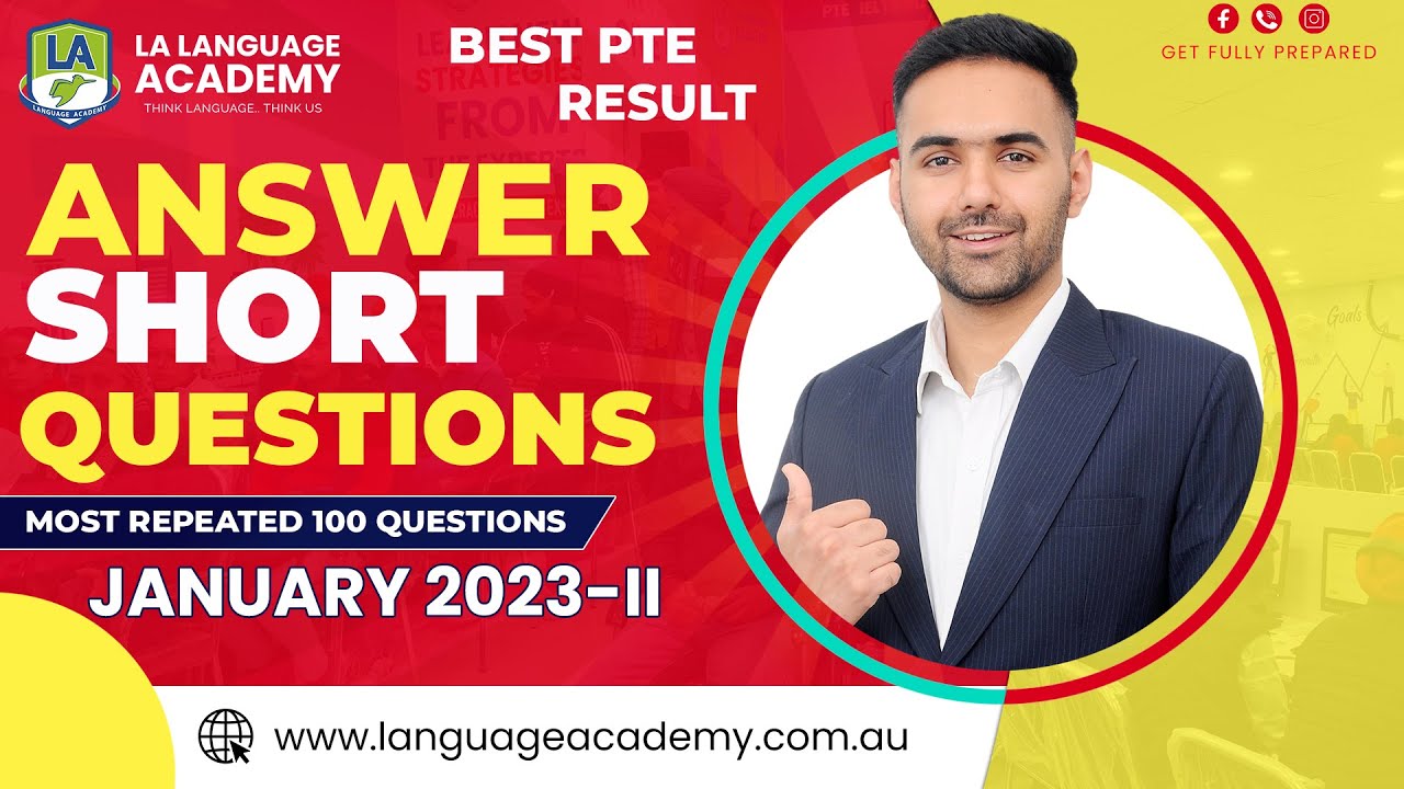 PTE Speaking Answer Short Questions | January 2023-II | Exam Predictions | Language Academy PTE