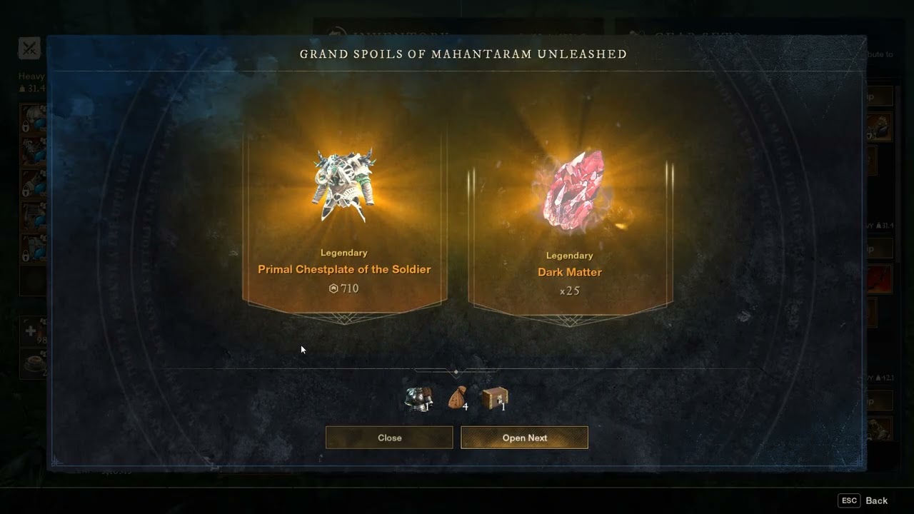 New World Aeternum. Loot from 3 Mahantaram Open World Boss Raids.
