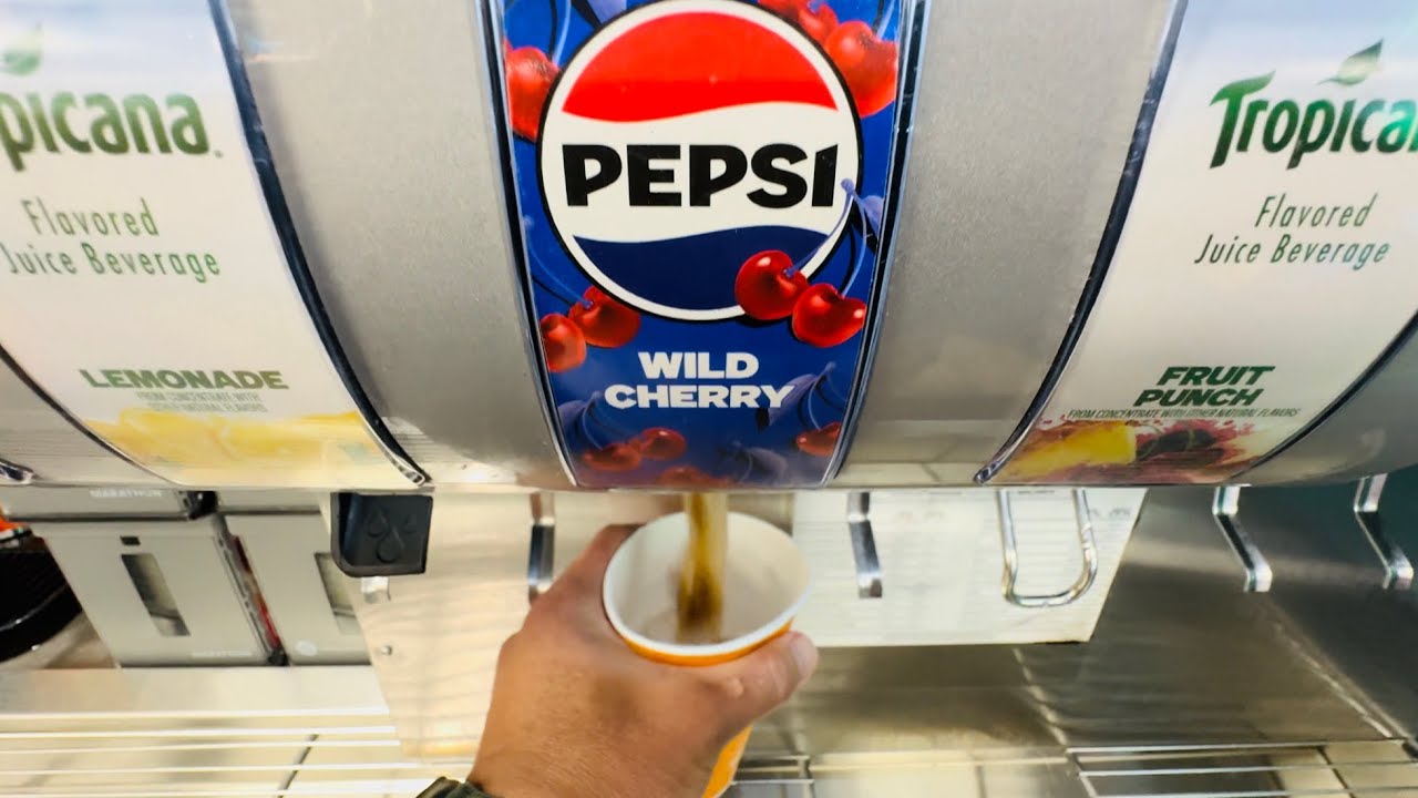 Drinks at CEC Soda Fountain Machine | Cherry Pepsi, Mountain Dew, Iced Tea, Fruit Punch, Root Beer 