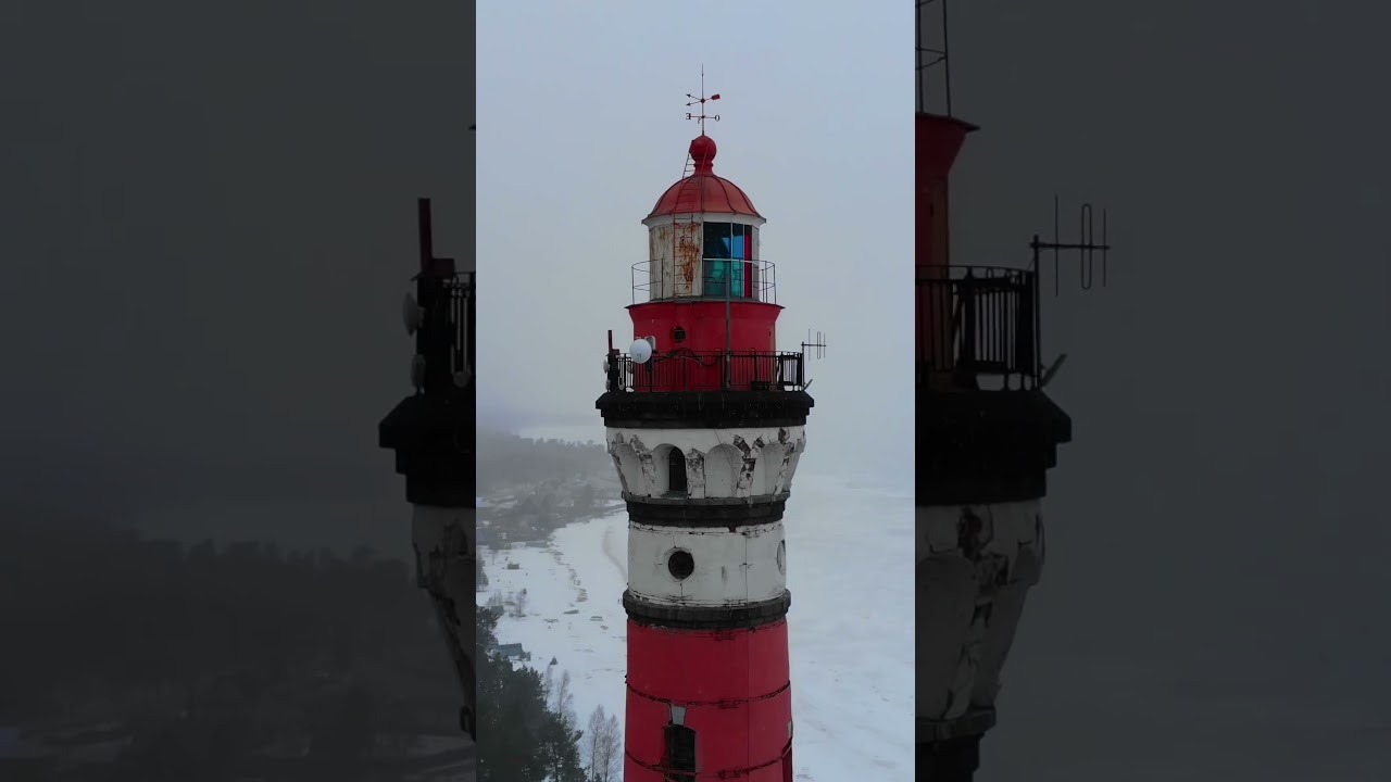 Осиновецкий маяк на берегу Ладожского озера в марте 2021-го #aerialfootage #dronevideo #аэросъемка