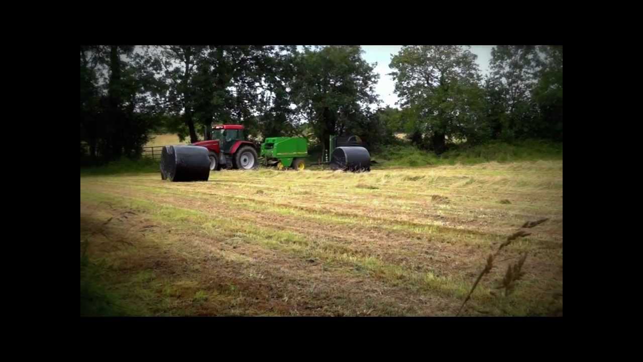 2012 Silage, McHale Combi wrapper, baling with Case MX135, John Deere 575, McHale 991C - Ireland