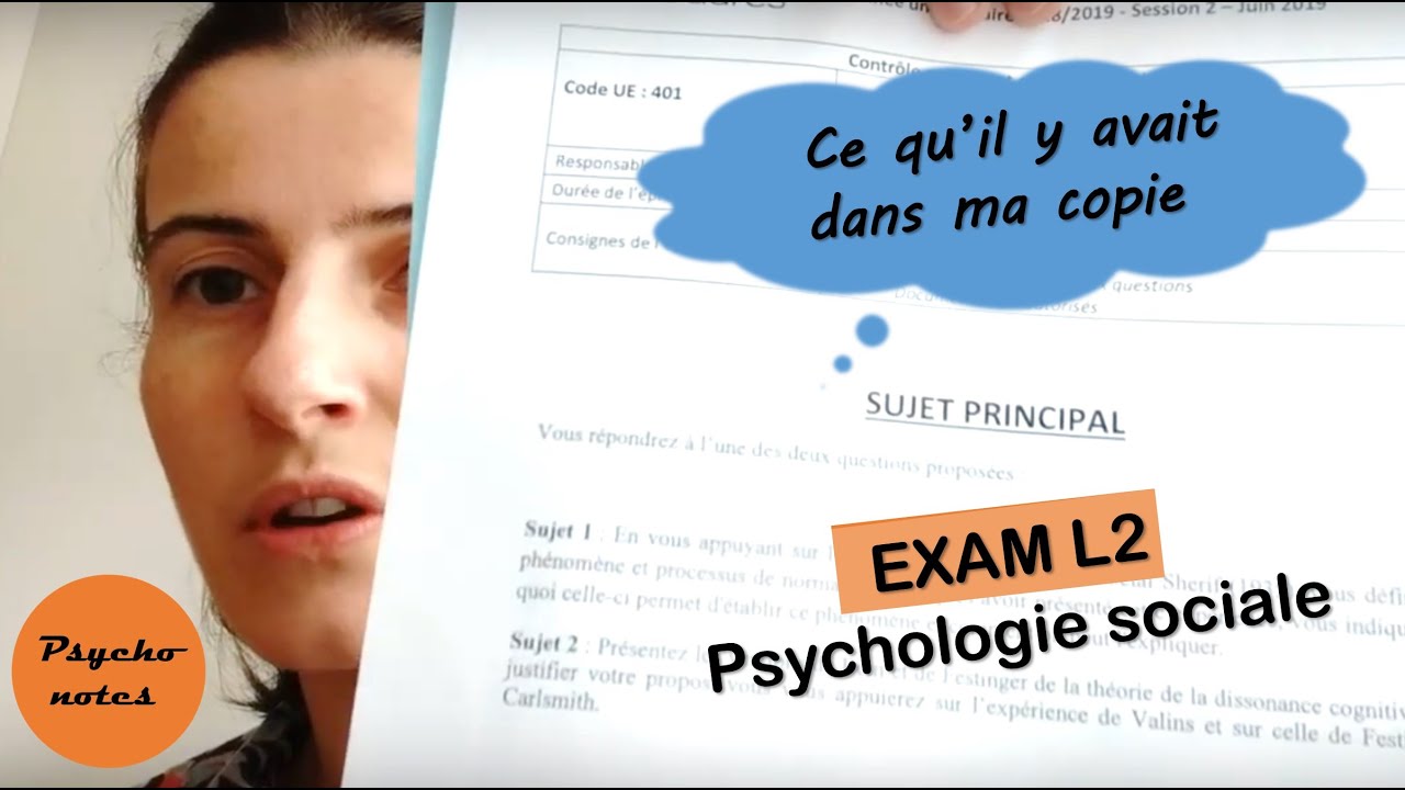 Ce que j'ai fait à l'EXAMEN de PSYCHOLOGIE sociale - Licence 2 psychologie