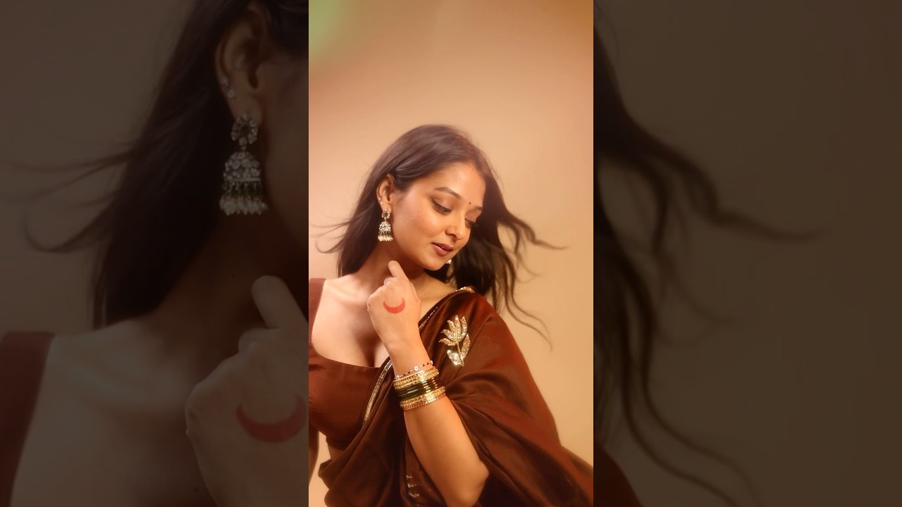 Wore a *BROWN saree* for the FIRST TIME&hearts;️😍Kitna elegant lagra hai #transition #saree