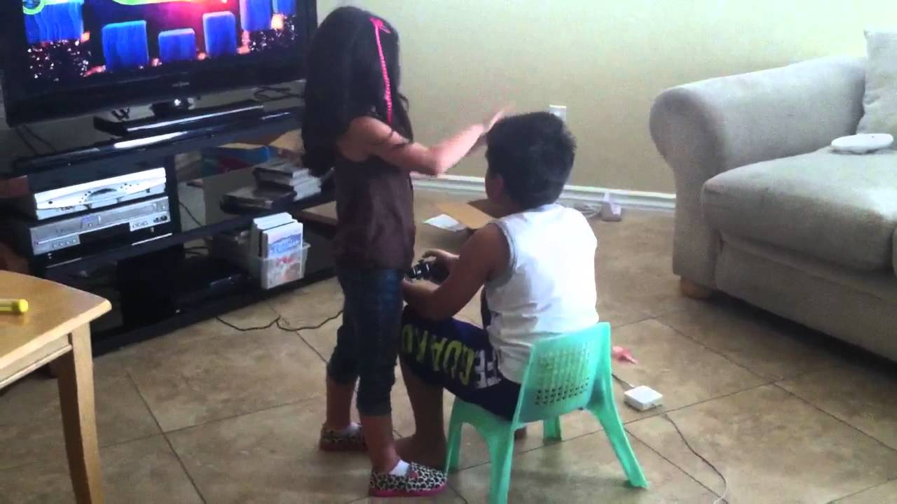 Styling brother's hair.